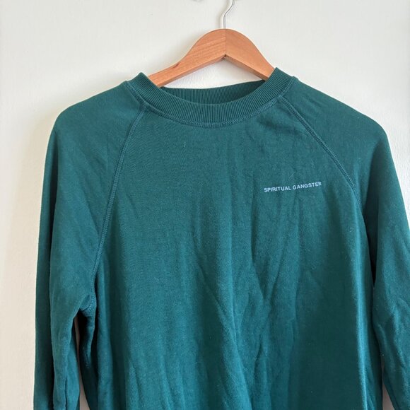 Spiritual Gangster Good Karma Crewneck Sweatshirt Green Women’s Sz S - Picture 3 of 10